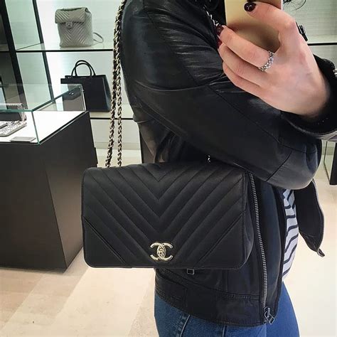 chanel chevron statement medium flap bag